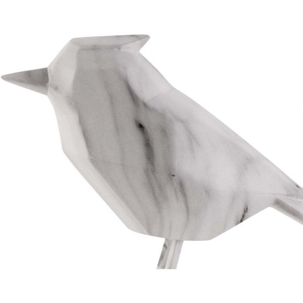 Oiseau en résine blanc effet marbre Origami - PRE-0995