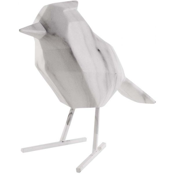 Oiseau en résine blanc effet marbre Origami