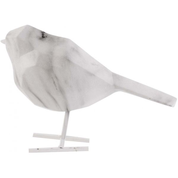 Oiseau en résine blanc effet marbre Origami - PT