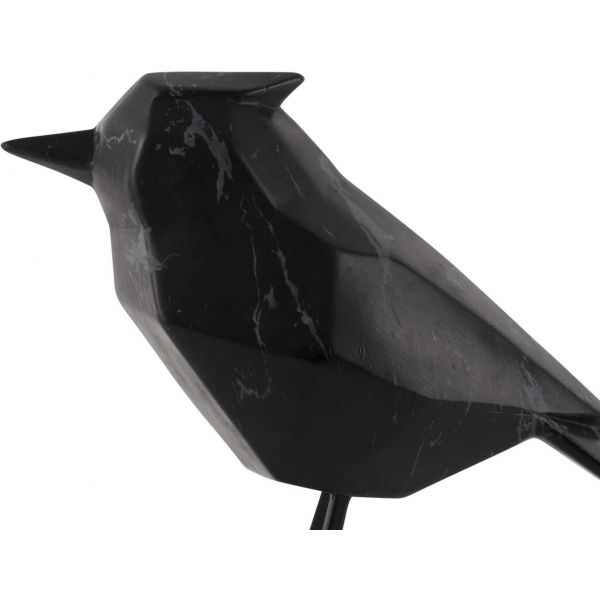 Oiseau en résine noir effet marbre Origami - PRE-0997