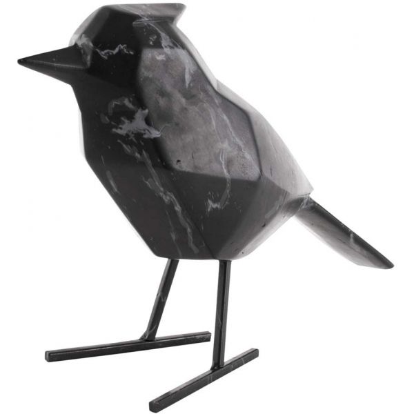 Oiseau en résine noir effet marbre Origami