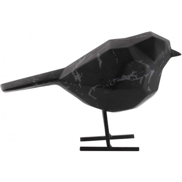 Oiseau en résine noir effet marbre Origami - PRE-0996