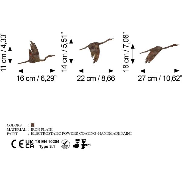 Oiseaux décoratifs en métal Rusty Birds (Lot de 3) - ASI-1253