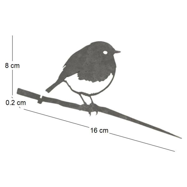 Oiseaux à planter mini rouge -gorge en acier corten (Lot de 3) - 9