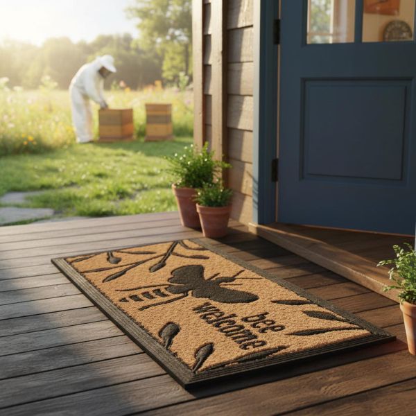 Paillasson en caoutchouc et fibres de coco Abeille - ESSCHERT DESIGN