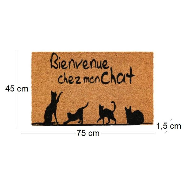 Paillasson coco intérieur extérieur 75 x 45 cm - AUB-4390