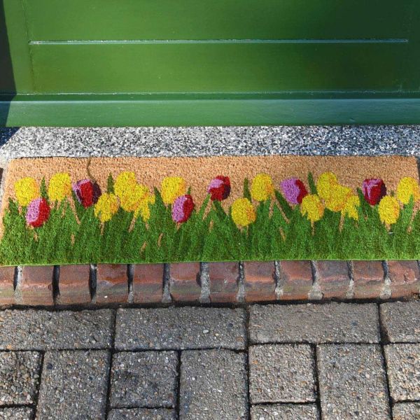 Paillasson en fibre de coco 75 x 25 cm Tulipes - BEST FOR BOOTS
