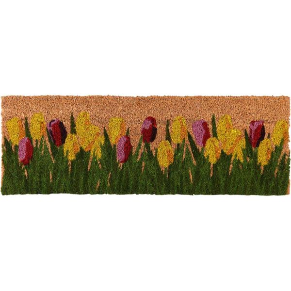 Paillasson en fibre de coco 75 x 25 cm Tulipes