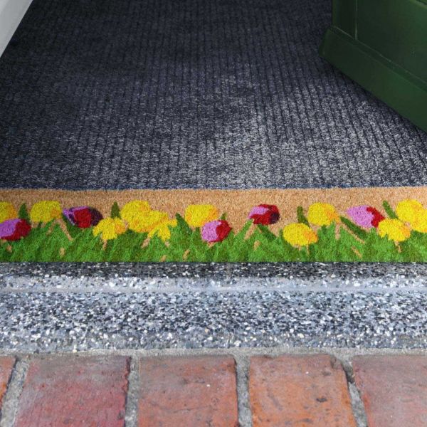 Paillasson en fibre de coco 75 x 25 cm Tulipes - ESS-1783
