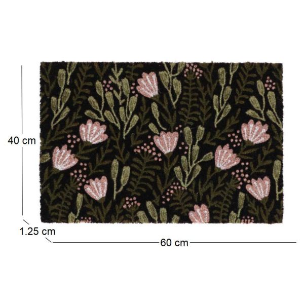 Paillasson en fibres de coco floral noir - BEST FOR BOOTS