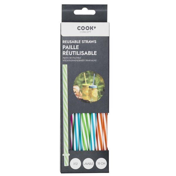 Paille réutilisable pour gobelets (lot de 12)