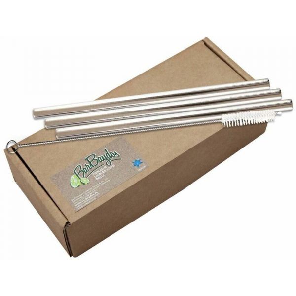 Set 50 pailles droites en inox avec goupillon - CON-0151