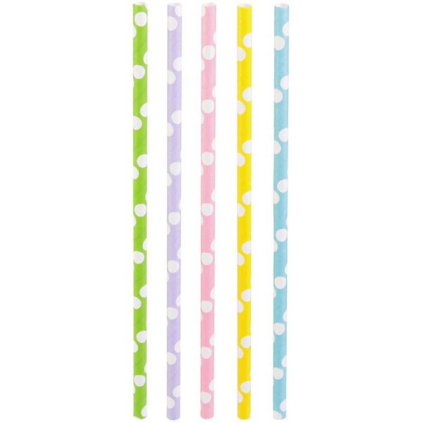 Pailles imprimées fantaisies en papier (Lot de 50)