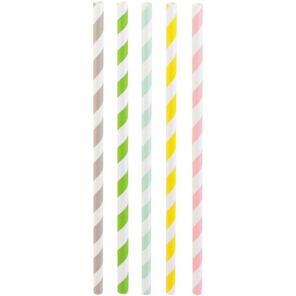 Pailles imprimées fantaisies en papier (Lot de 50)