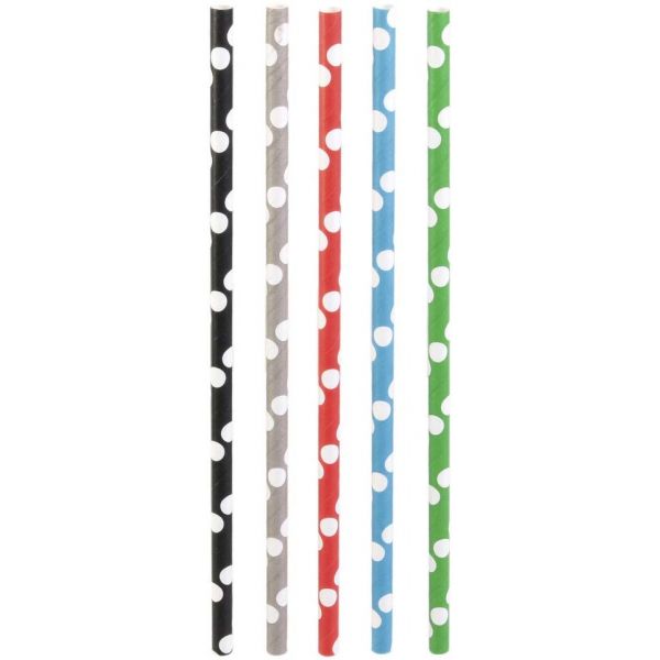 Pailles imprimées fantaisies en papier (Lot de 50)