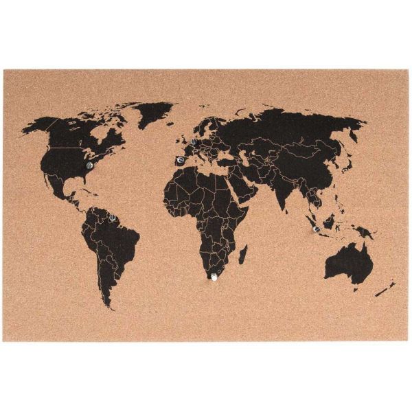 Panneau carte du monde en liège