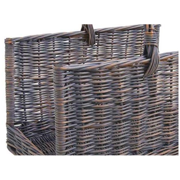 Panier à bois en osier gris patiné - AUBRY GASPARD