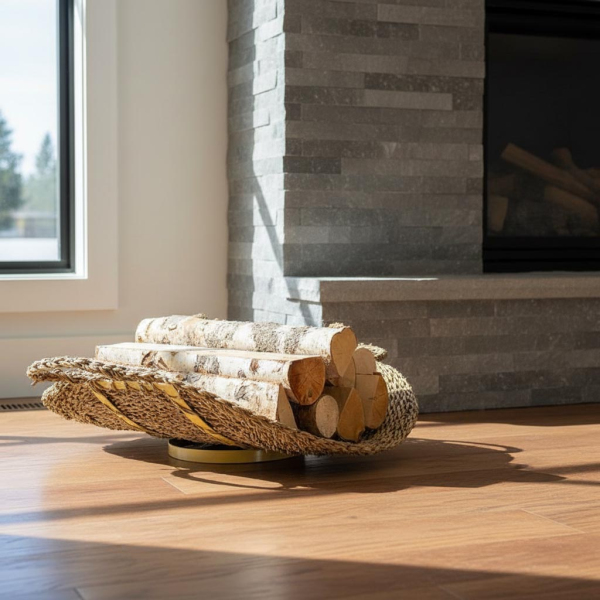 Panier à buche jonc et métal - AUBRY GASPARD