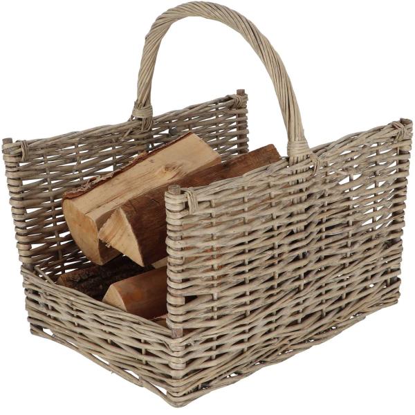 Panier à bûches en branches de saule