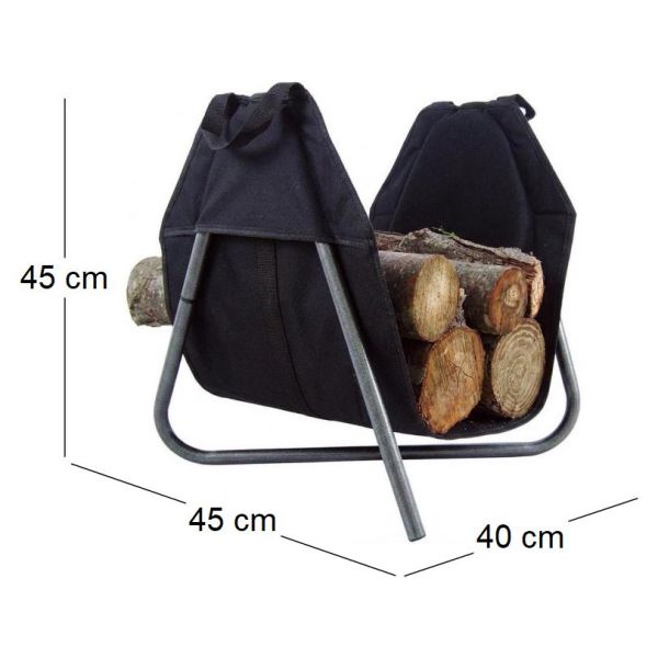 Panier à bûches en métal et tissu fabriqué en France - MER-0107