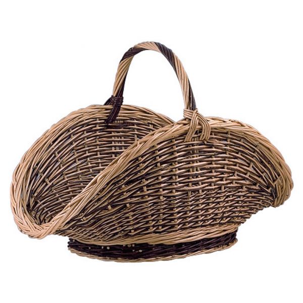 Panier à bûches en osier buff et brut