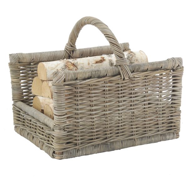 Panier à bûches bicolore en osier 50 x 37 x 43 cm : Combustibles, cheminage  et abris à bois AUBRY GASPARD maison - botanic®