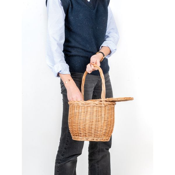 Panier à couvercle pivotant en osier clair - 7