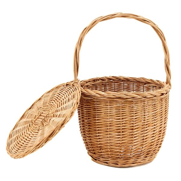 Panier à couvercle pivotant en osier clair - AUB-3234