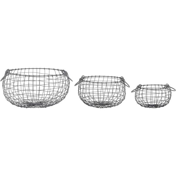 Panier forme arrondie en métal (Lot de 3)