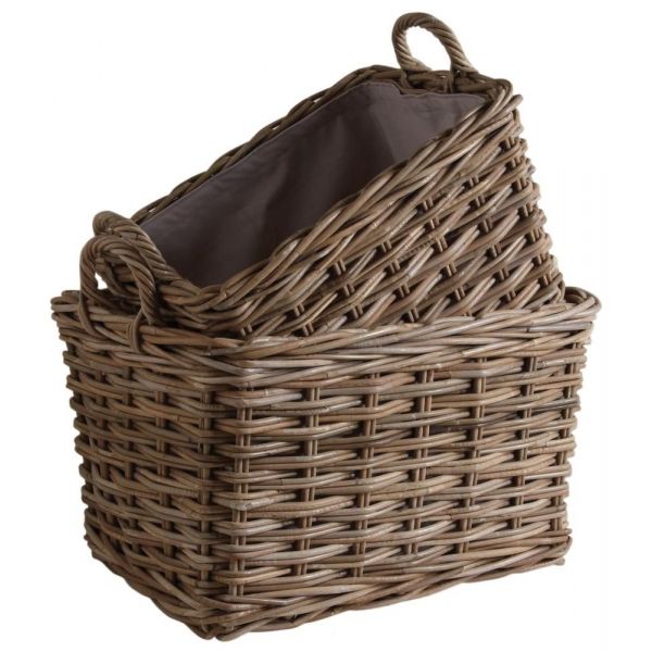 Panier gris en poelet (Lot de 2)