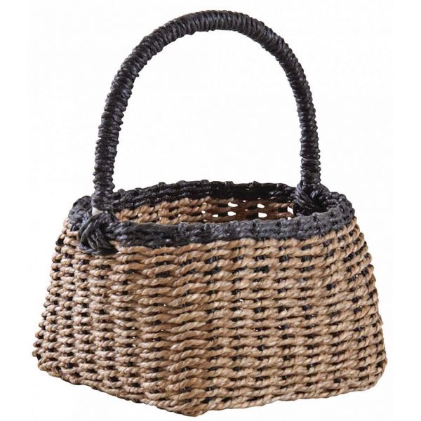 Panier en jonc naturel et noir