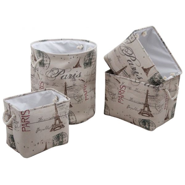 Panier à linge Paris avec corbeilles en jute (Lot de 4)