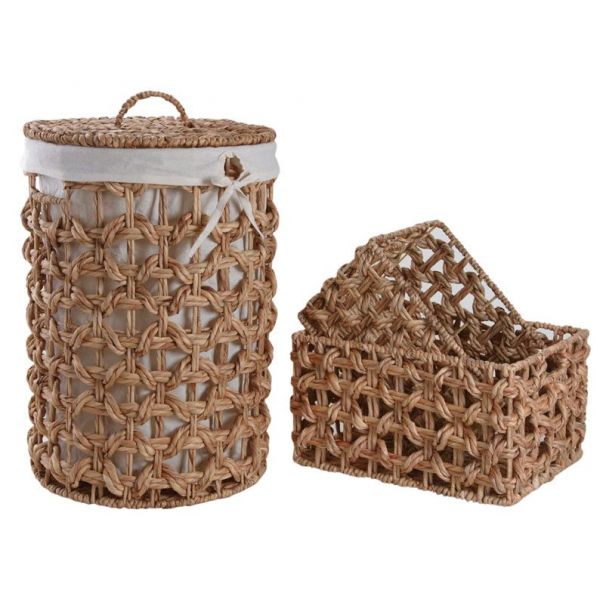 Decorasian Panier de rangement rectangulaire tress/é en jacinthe deau zost/ères 37cmx28cmx20cm naturel L
