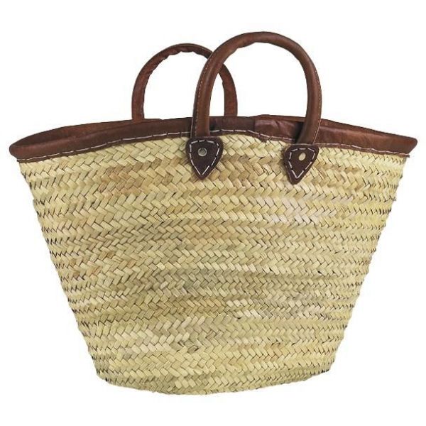 Panier de marché palmier et cuir