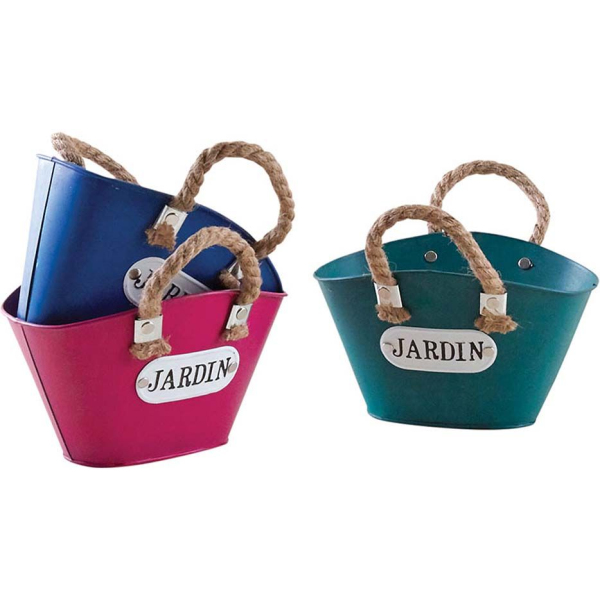 Panier en métal coloré 21 cm Jardin