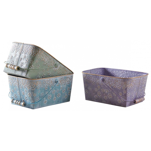 Panier en métal motif fleurs 25 cm