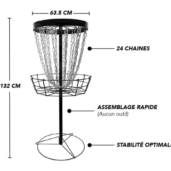 Panier métallique 12 chaînes disc-golf frisbee - 