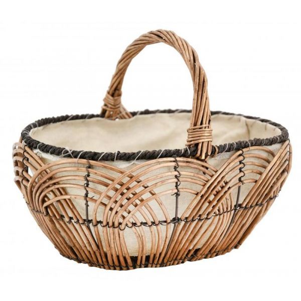 Panier en osier lacerie et jute 35 cm