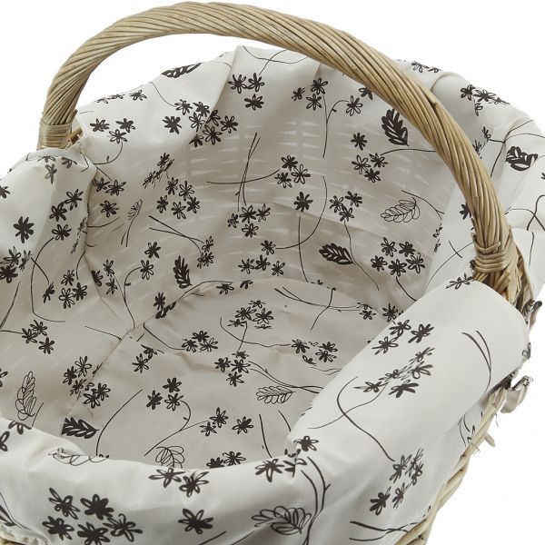 Panier en osier teinté et doublure florale - 24,90