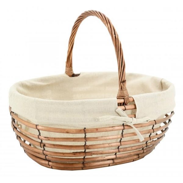 Panier ovale ajouré en osier et jute