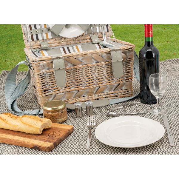 Panier pique-nique 2 couverts en osier blanchi - AUBRY GASPARD