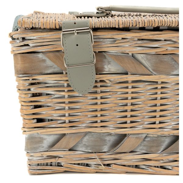 Panier pique-nique 2 couverts en osier blanchi - 8