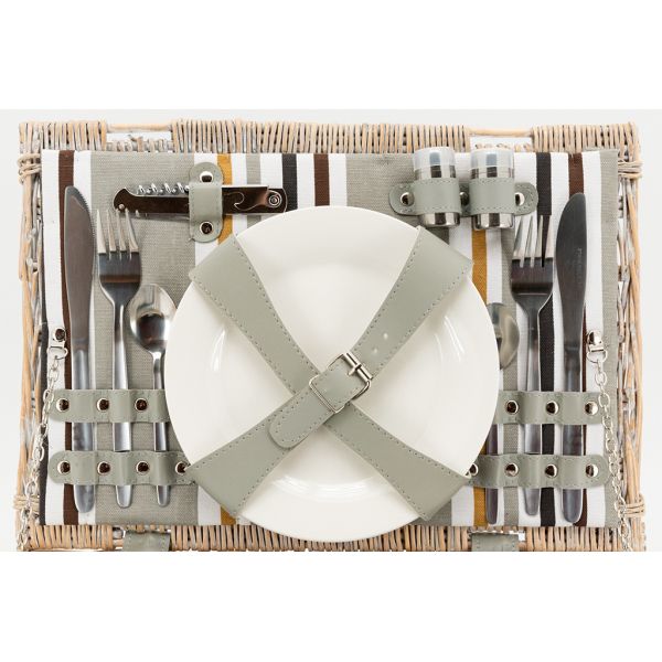 Panier pique-nique 2 couverts en osier blanchi - 6