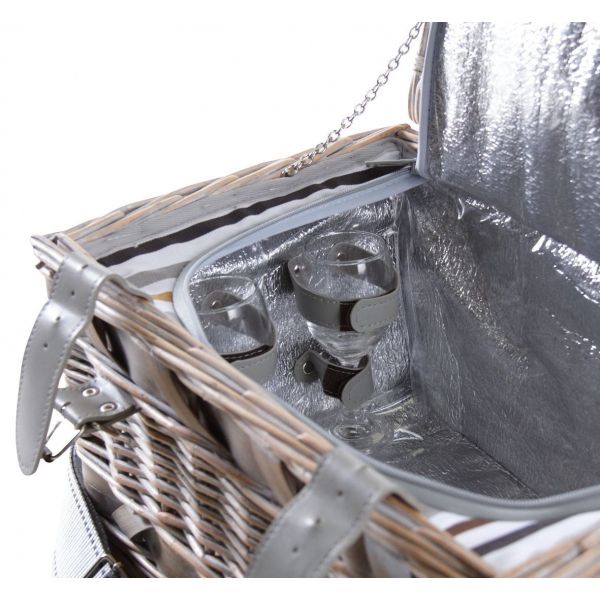 Panier pique-nique 2 couverts en osier blanchi - 5