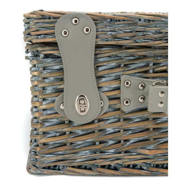 Panier pique-nique 4 couverts en osier gris - 7