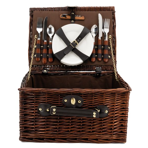 Panier à pique-nique 4 couverts en osier teinté - AUB-2491