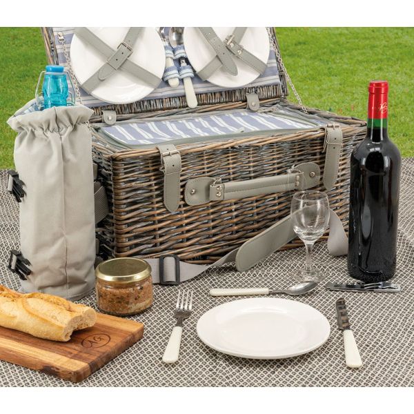 Panier pique-nique osier gris avec compartiment isotherme - AUBRY GASPARD
