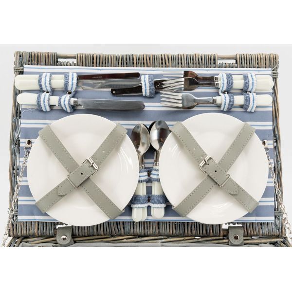 Panier pique-nique osier gris avec compartiment isotherme - 135