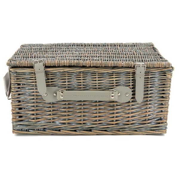 Panier pique-nique osier gris avec compartiment isotherme - 5