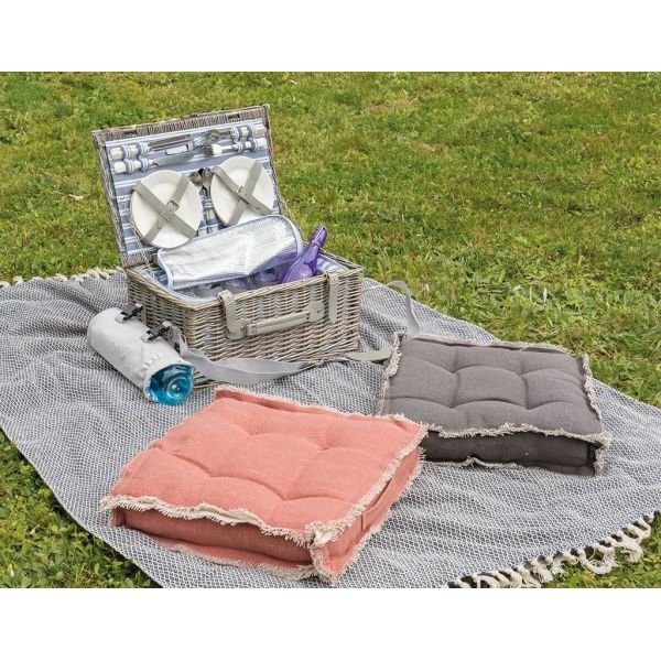 Panier pique-nique osier gris avec compartiment isotherme - 8